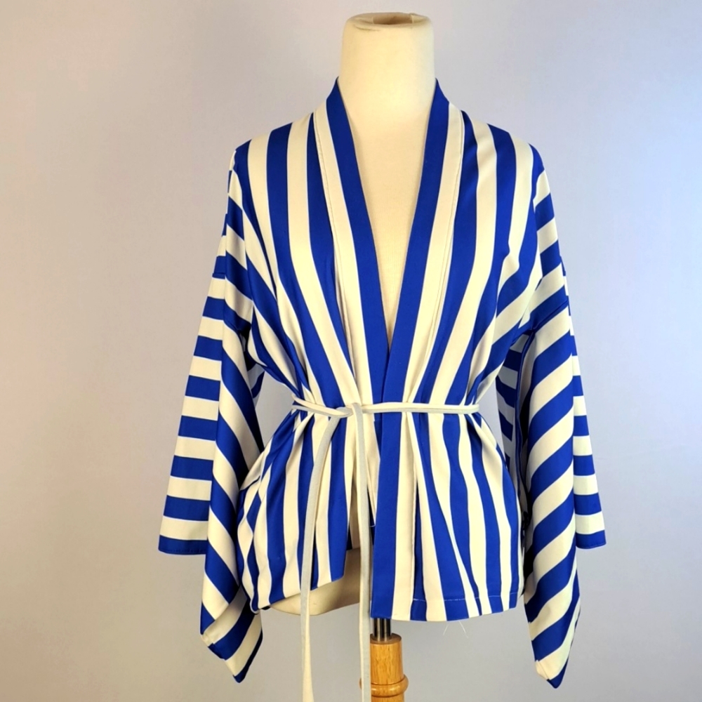Women's Striped Resort Wrap Coverup - Maritime Nautical Retro Beach - One Size